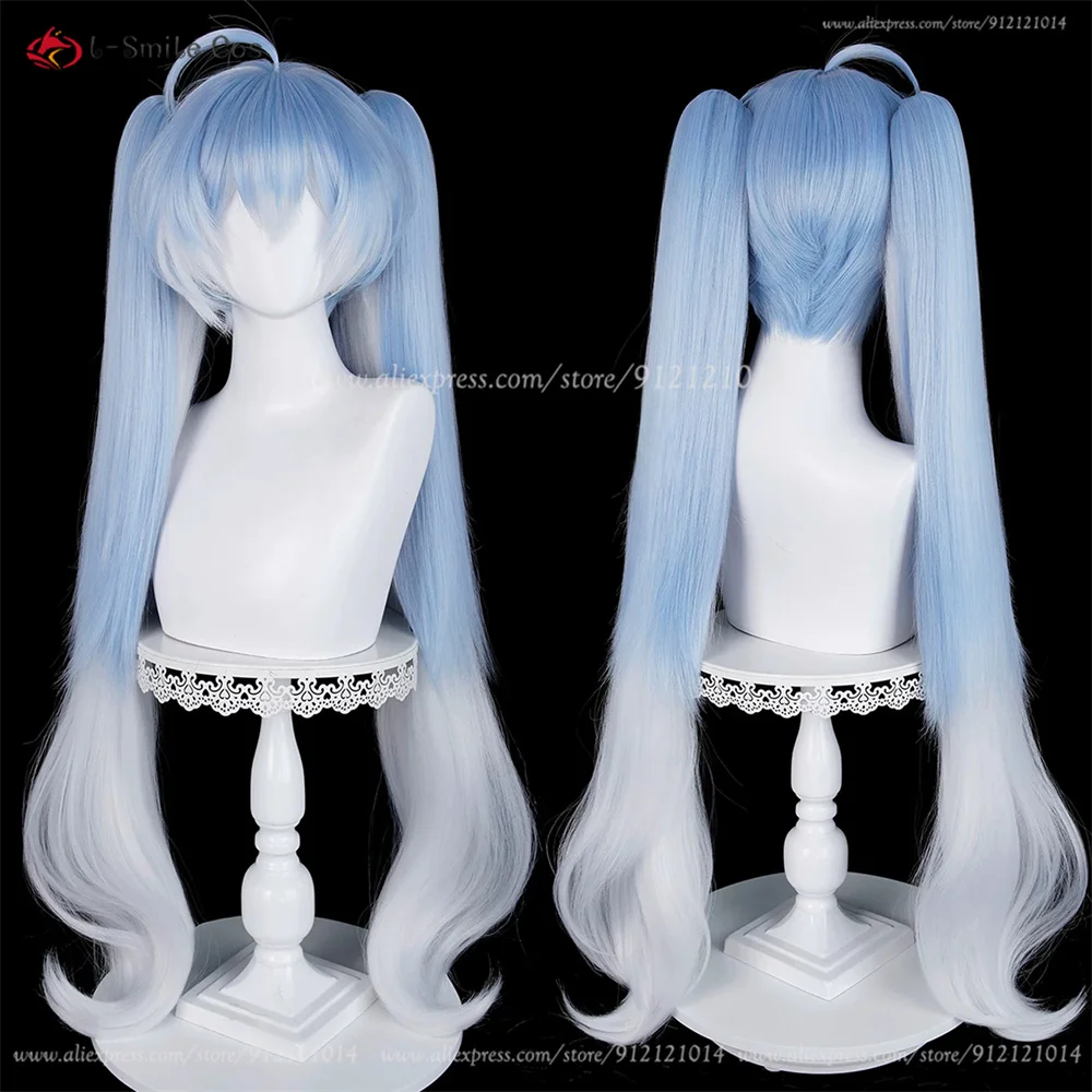 Anime Cosplay Perücke 100cm Double Ponytail Blau Grau, hitzebeständig, 550g+ Synthetik 2