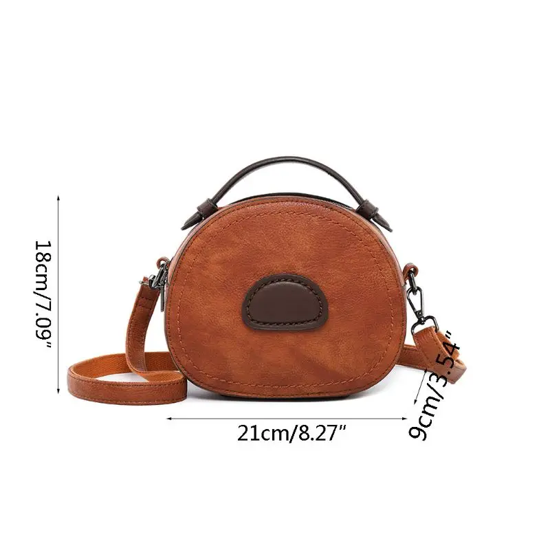 Women Ladies Round Shoulder Bag Genuine Leather Tote Purse Satchel Han E74B