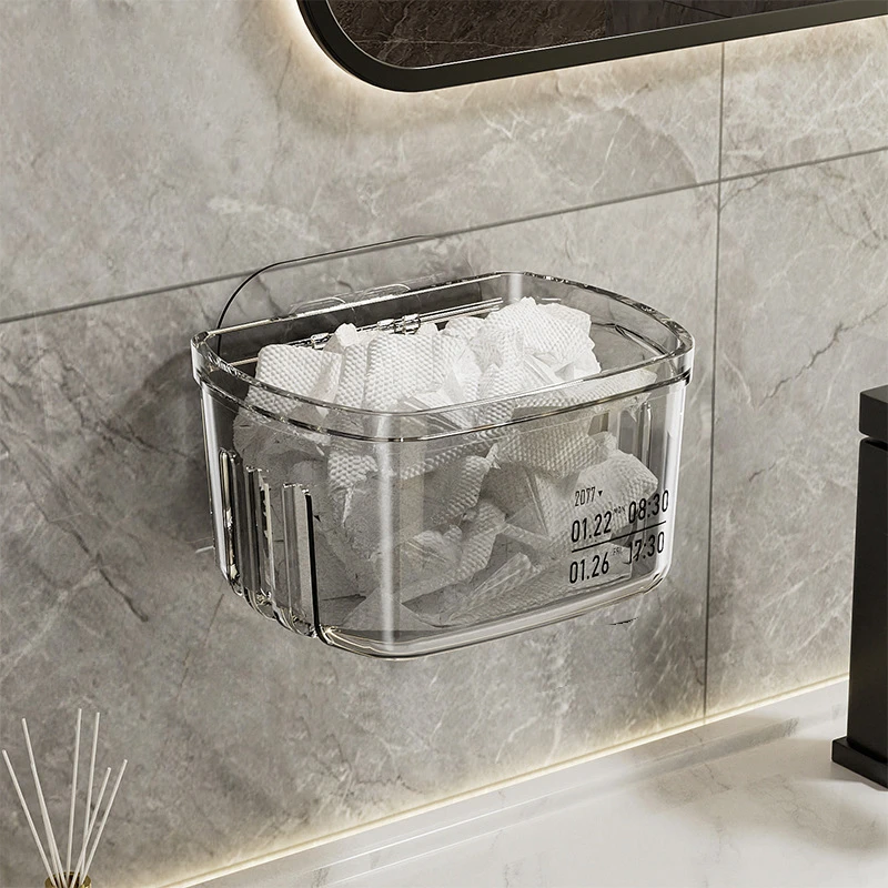 Bathroom Wall-mounted Washcloth Storage Box Drainage Hollow Wash Cup Storage Rack Bathroom Punch-free Storage Rack 6