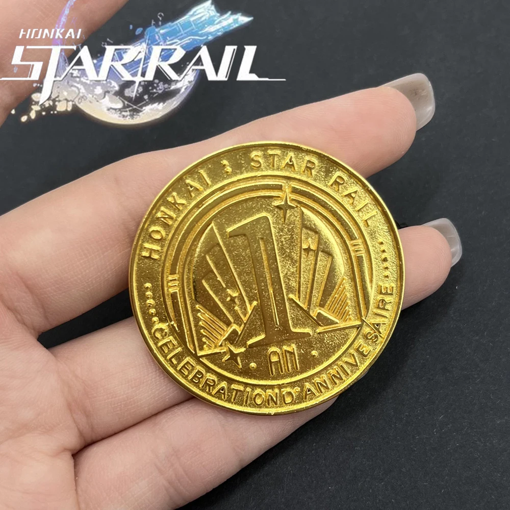 

Game Honkai Star Rail 1st Anniversary Cosplay Coin Unisex Round Collection Metal Souvenir Coins Props Accessory