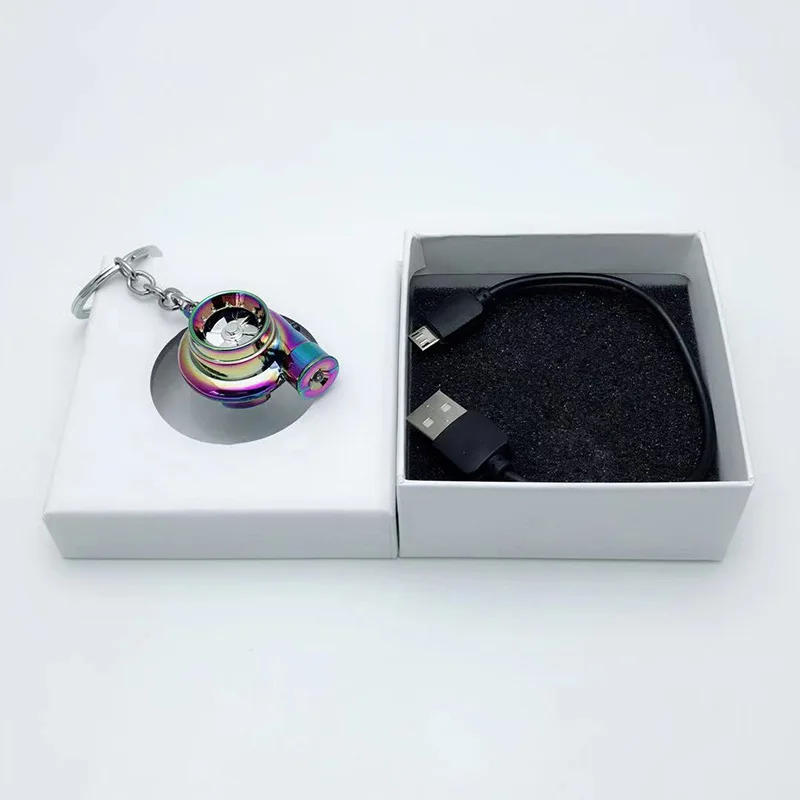 JDM USB 충전식 터보차저 터보 키체인, 크리에이티브 글레어 미니 손전등, 사운드 키체인