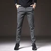 Autumn Men's Casual Pants Business Fashion Elastic Waist Slim Fit Stretch Thick Gray Black Cotton Trousers Male 2