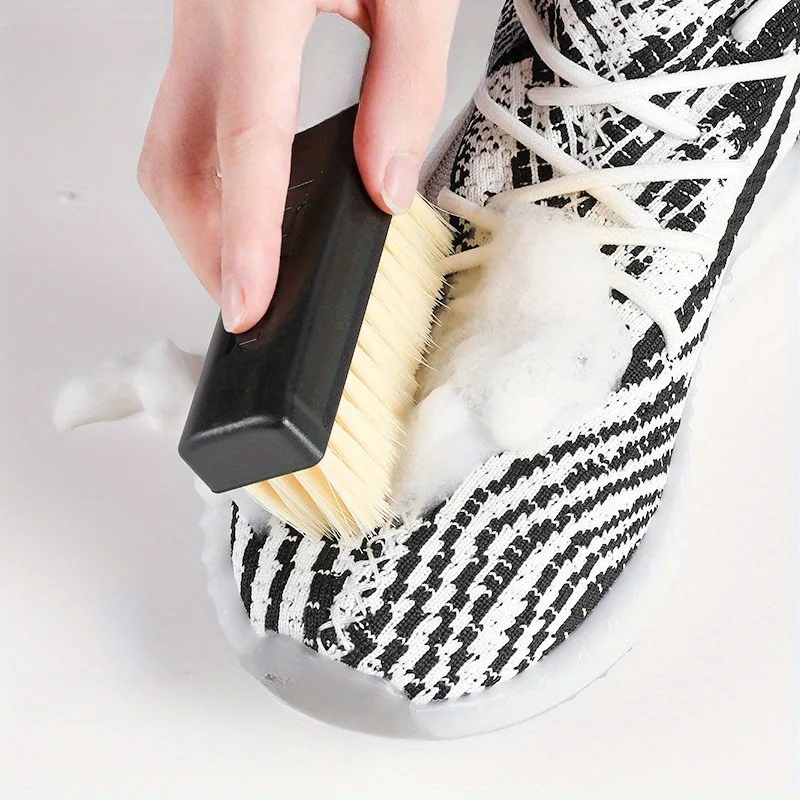2pcs Dual-Strength Plastic Shoe Brush Set - Soft White Bristles & Firm Black Bristles  Versatile Shoe Care Tool for Home Use 4