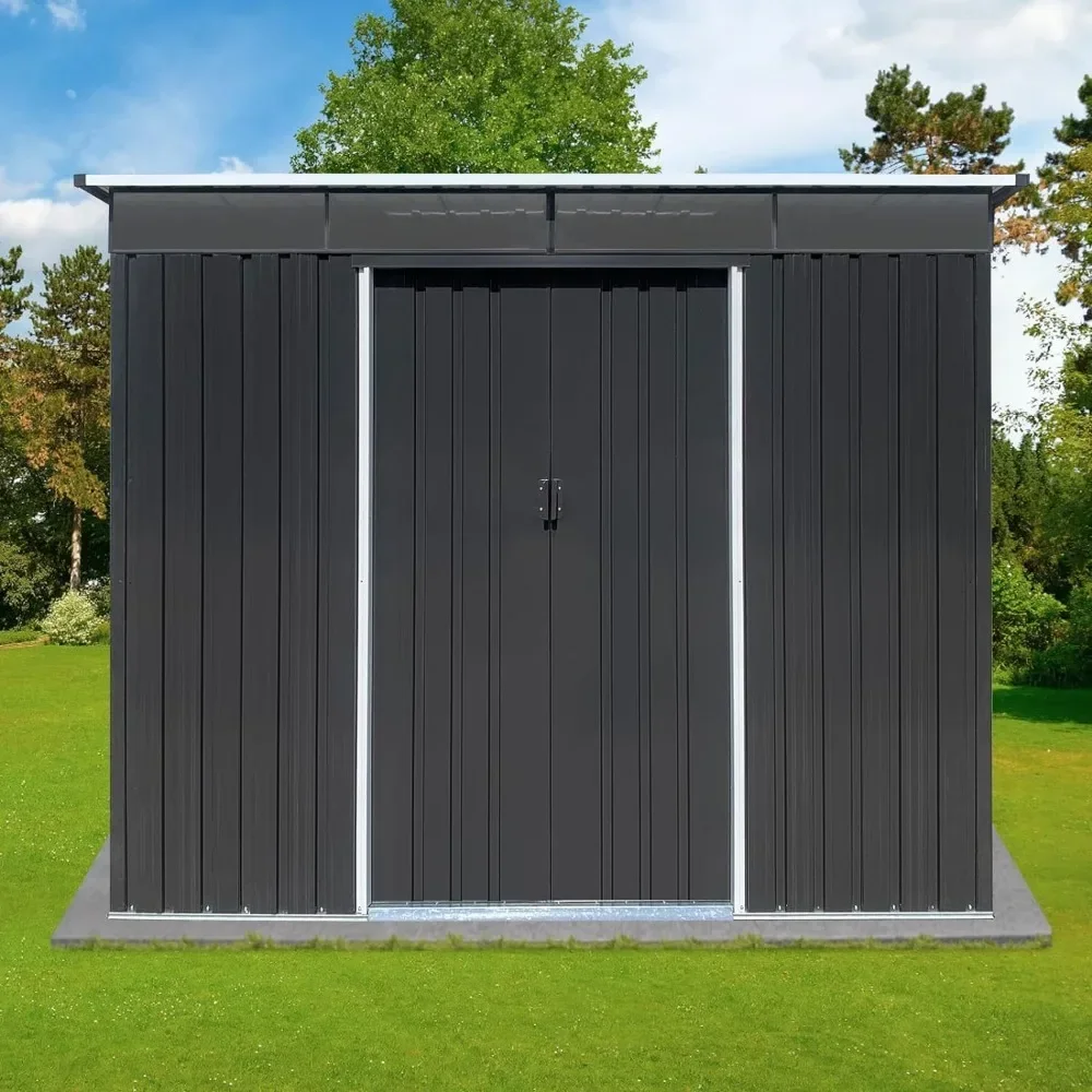 

6' X 8' Sheds Outdoor Storage, Metal Storage Sheds with Double Lockable Doors for Bike, Garden Shed Tool Outside Storage Cabinet