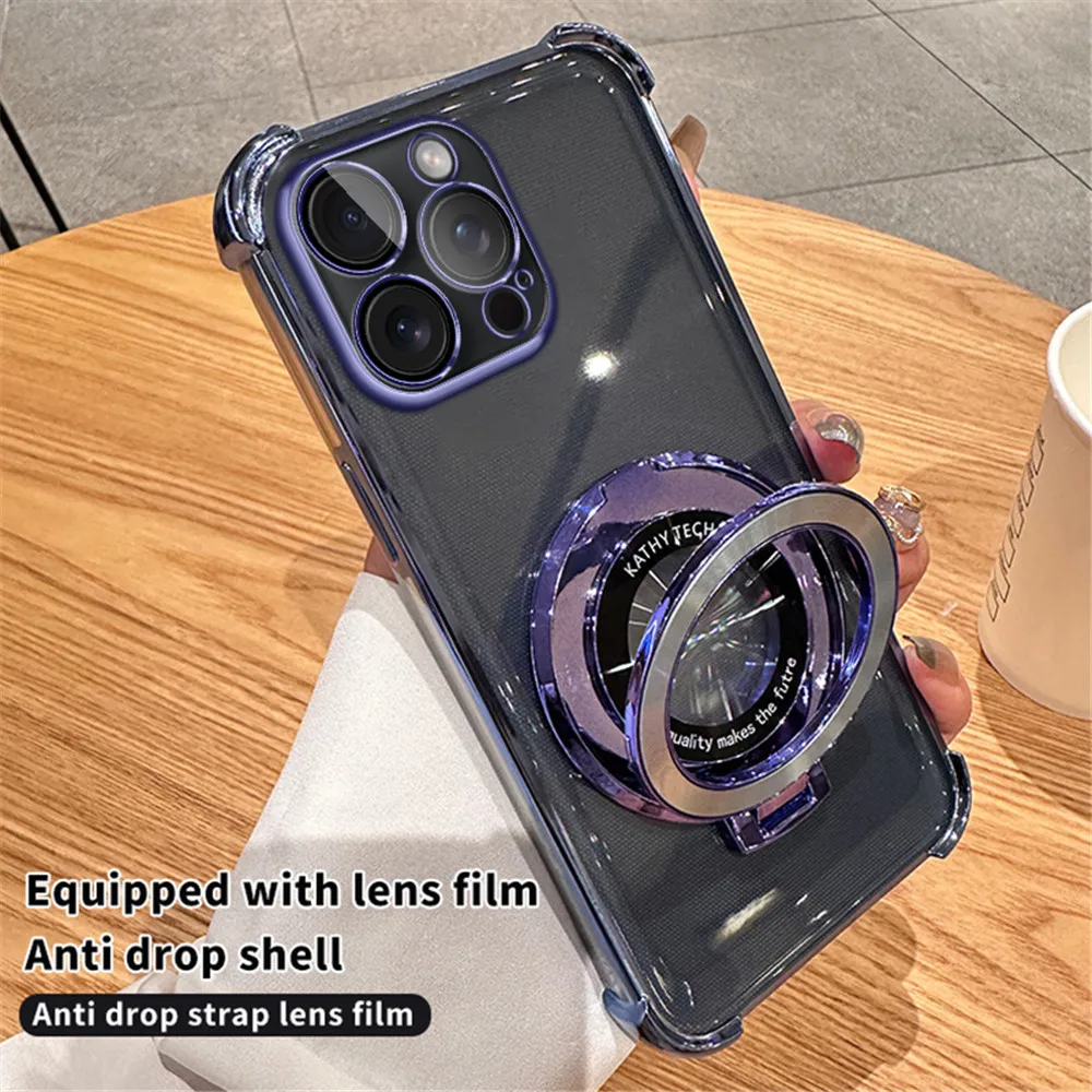 Luxury Plating Shockproof Phone Case with Integrated Holder Stand