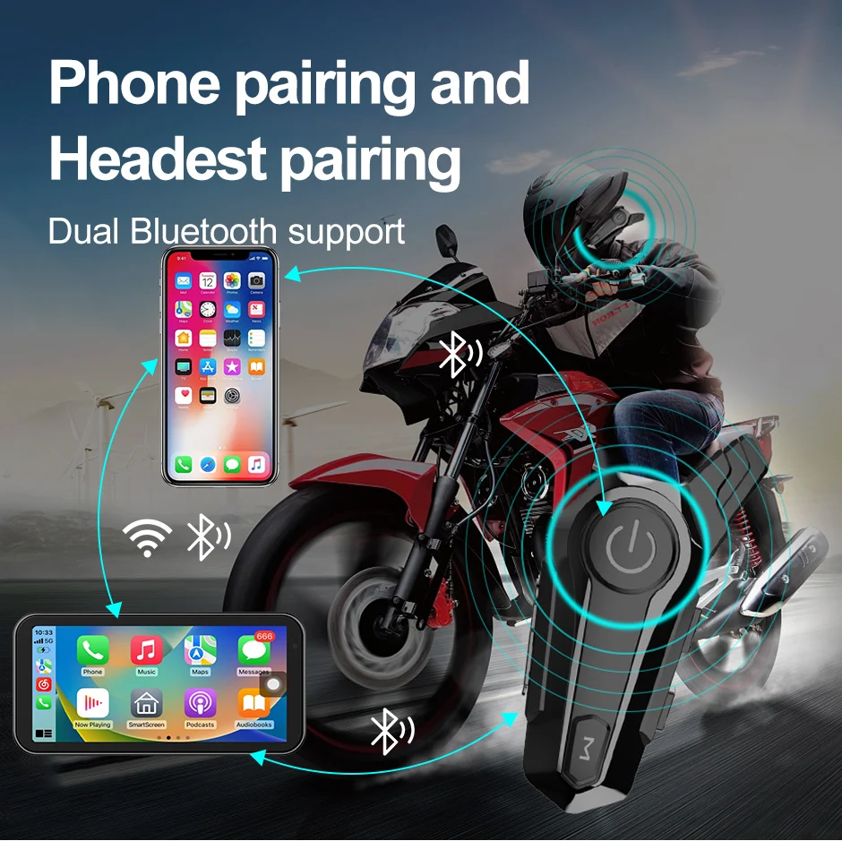 6,25'' Motorrad Carplay, GPS Navigation BT Anruf Wireless Carplay Android Auto, Dual Bluetooth Touchscreen Auto Player für Moto – Detail 6