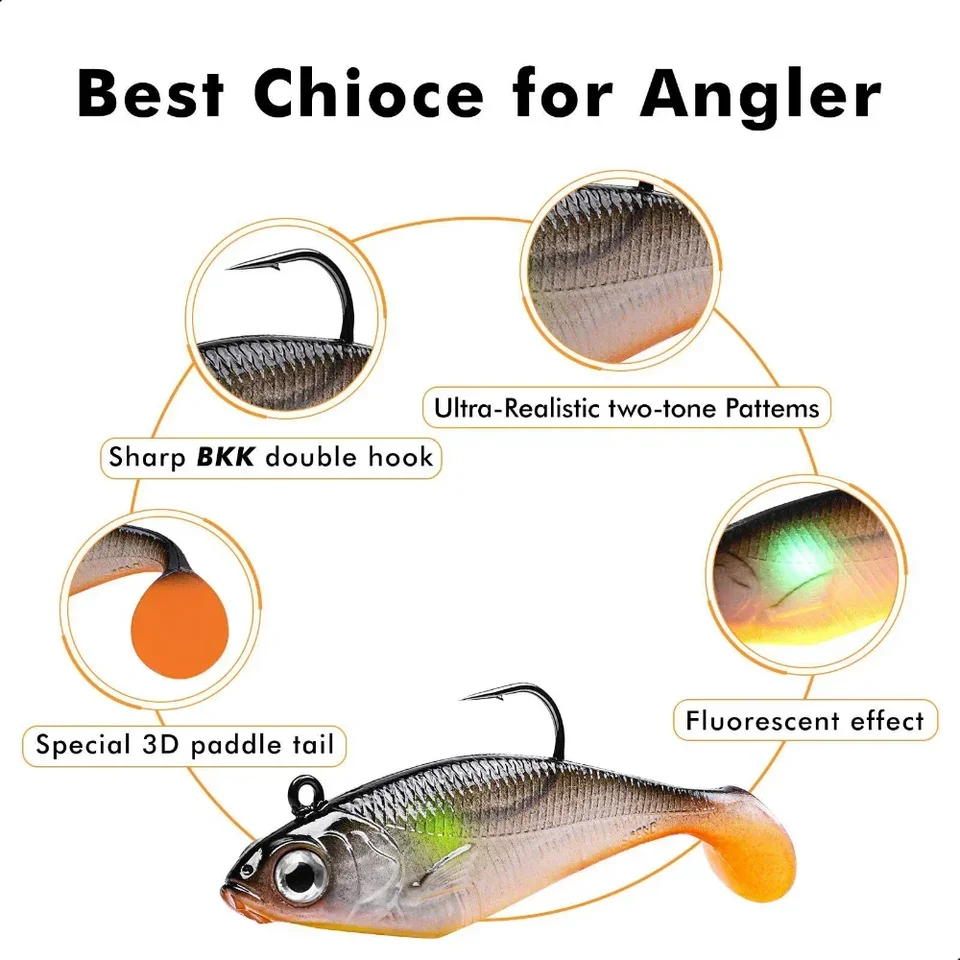 Set Esche Da Pesca Morbide Silicone Jig Da 25g Con Testa Piombata, Esca A Forma Di Pesce, Multicolore