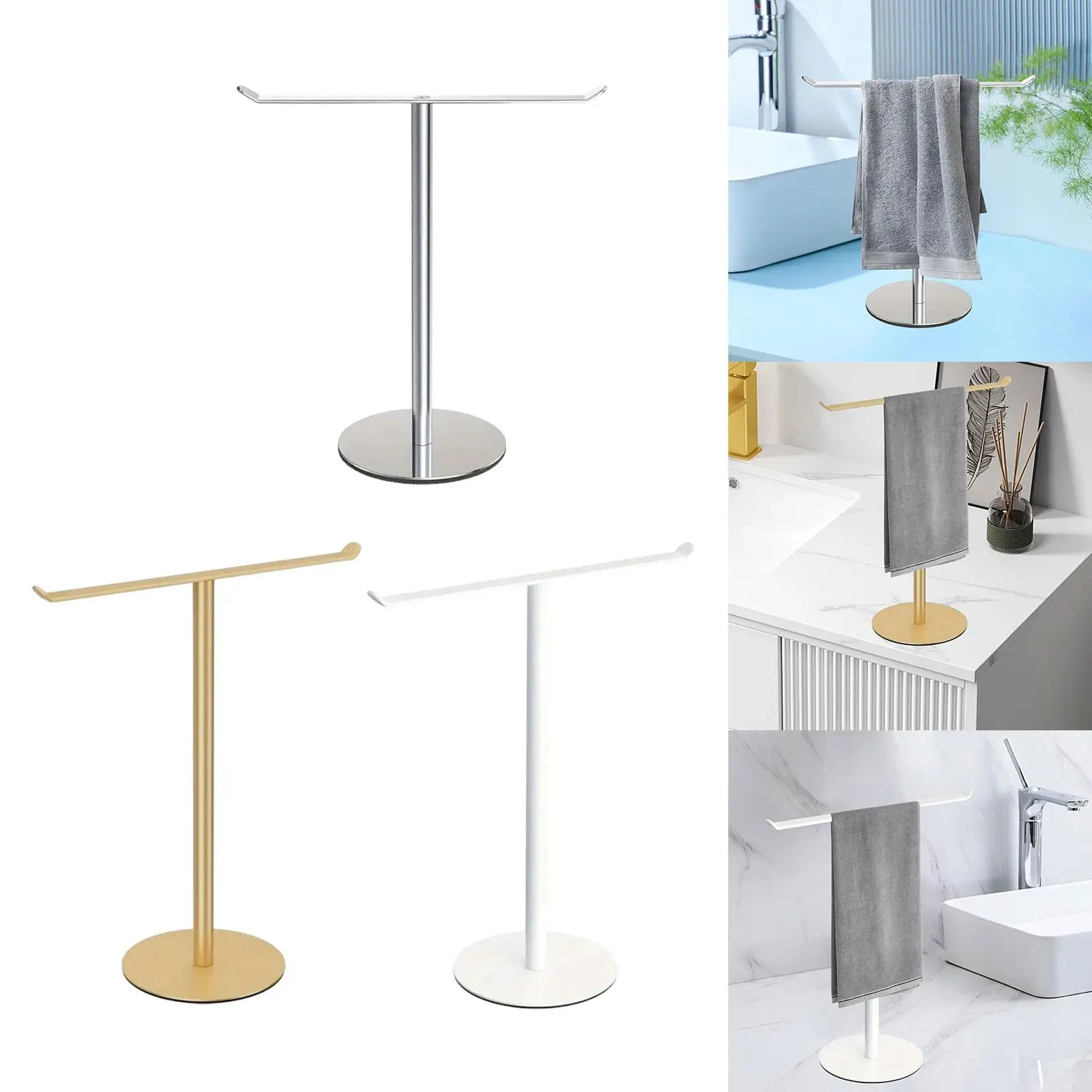 T Shape Hand Towel Holder Standing Towel Bar Hand Towel Stand Countertop Towel Stand for Hotel