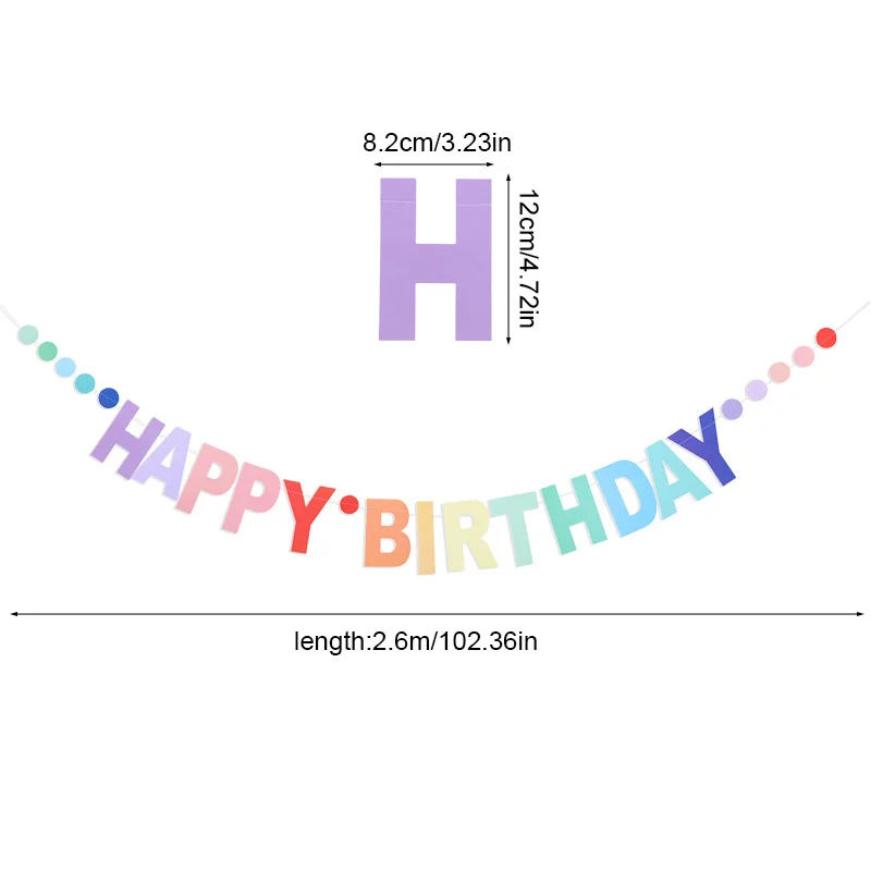 Colorful Happy Birthday Banner Paper Garland Kids Boy Girl Birthday Party Decoration Unicorn Theme Party Hanging Flag Supplies