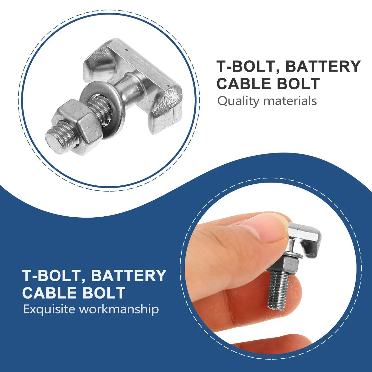 2 Pcs Stainless Steel T-bolt Nut Bolts and Nuts Cable Terminal Car Screw