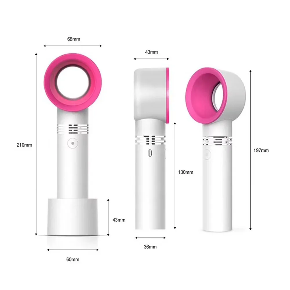 USB Rechargeable Bladeless Handheld Fan - Portable Mini Desk Fan With 3 Speeds For Travel, Camping, Office and Bedroom use 5