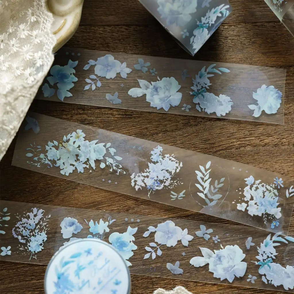 

30mm*2M Assorted Flower PET Tape Cutting Decor Photo Album Phone Labels Aesthetic Scrapbooking DIY Hand Account Collage Material