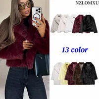 2025 New Women's Fashion Temperament Versatile Loose Large Lapel Artificial Fur Effect Jacket Comfortable and Warm