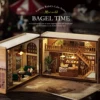 DIY Wooden Miniature Model Kit  Mini Box Coffee Bakery Store Casa Doll Houses 3D Puzzle Dollhouse With Furniture Friends Gifts 2