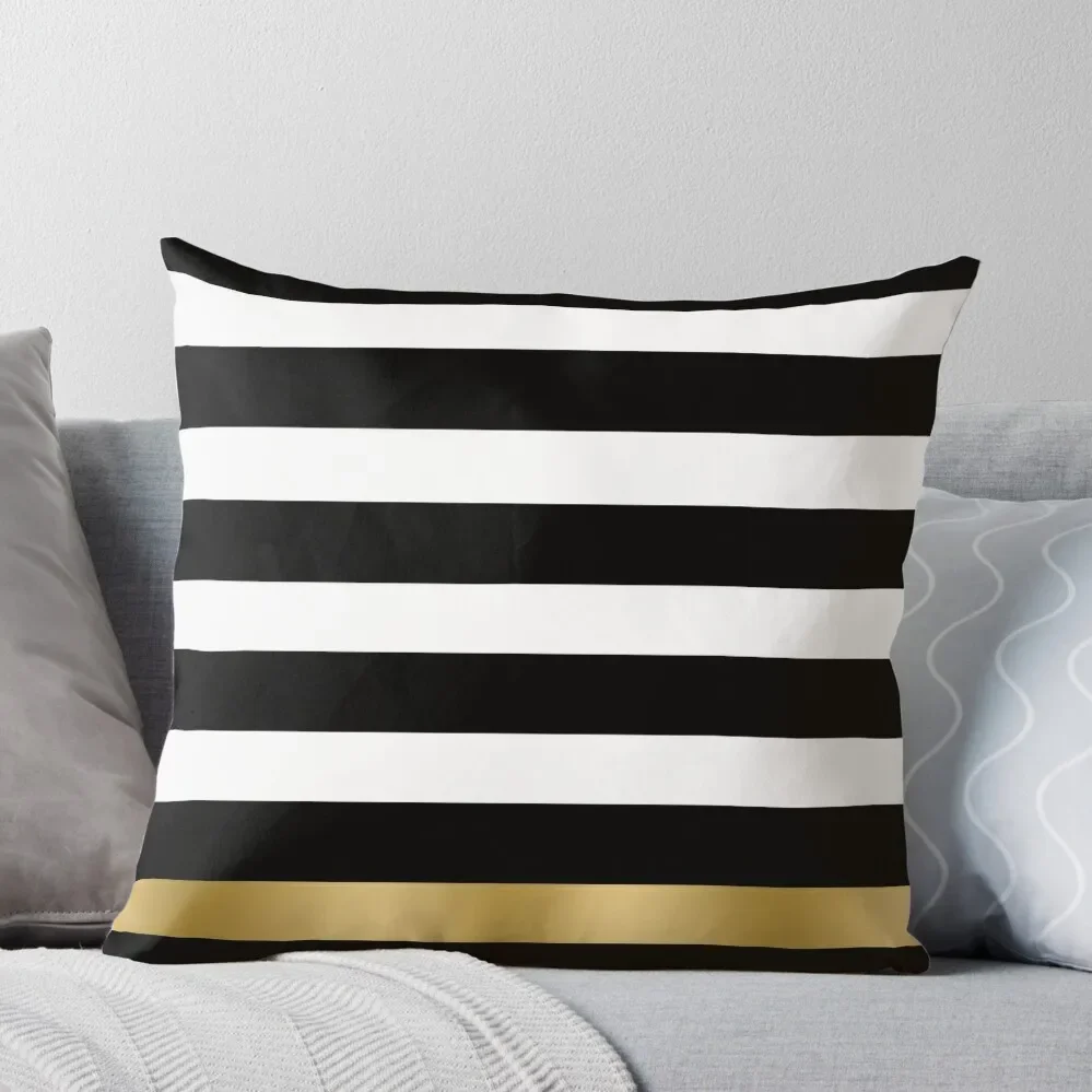 

Black White And Gold Stripes Throw Pillow luxury decor Decorative Cushion
