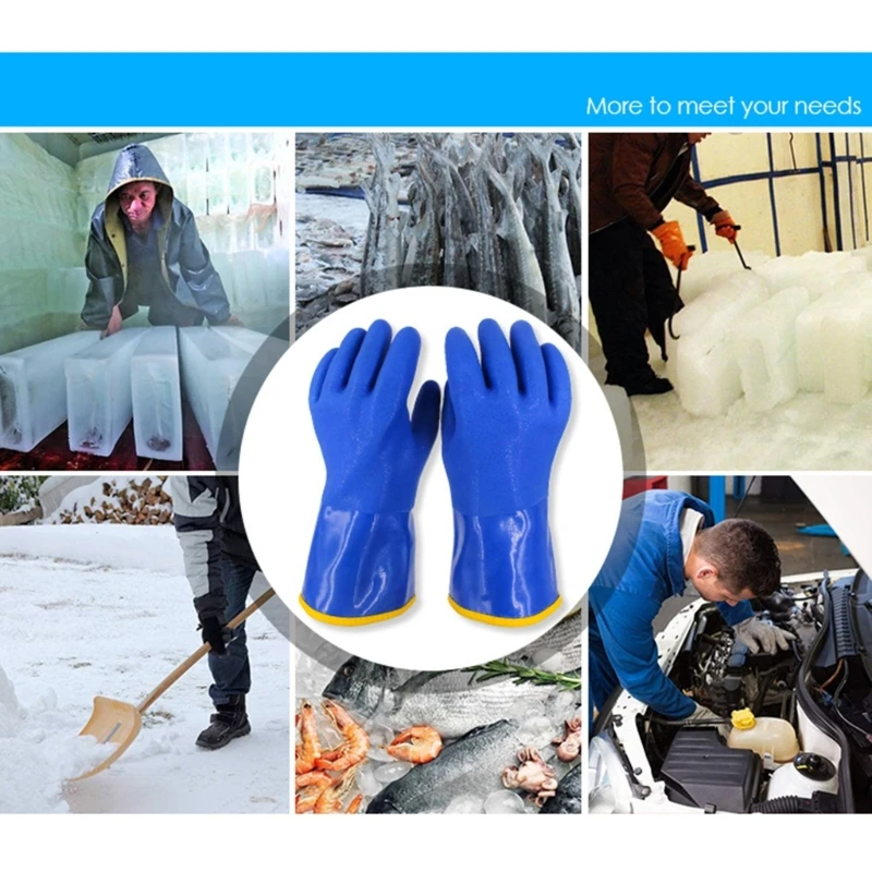 Rubber Double Coated Warm Thermal Grip Safety Work Gloves Winter Gardening 5
