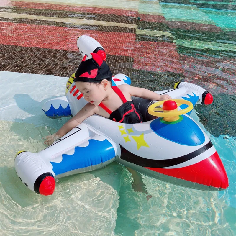 Inflatable Aircraft Swim Ring Tube Toy Baby Swimming Ring Seat for Kid Swim Circle Float Swim Pool Water Fun Toy for Children 3