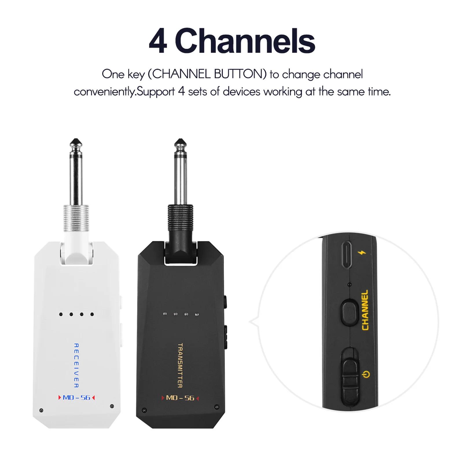 MD-5G Wireless 5.8G Guitar System Rechargeable Audio Transmitter and Receiver ISM Band Electric Bass Guitars Amplifier Acces