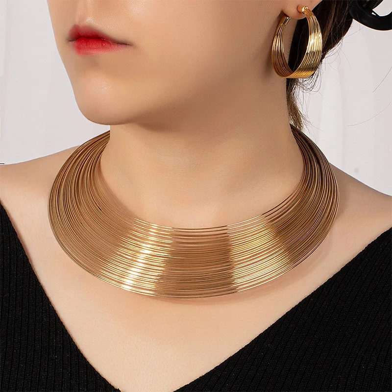 Женский чокер с многослойной проволокой gselling, многослойный чокер из сплава в африканском стиле