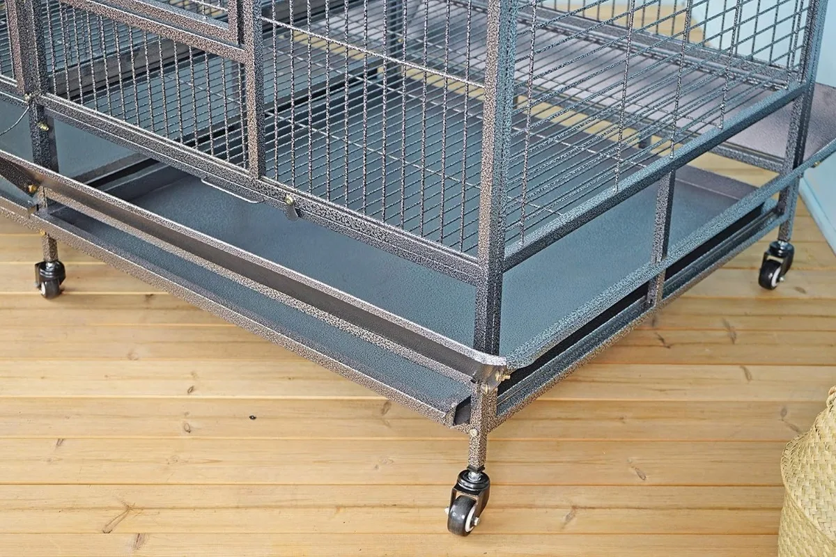Double Cage with Center Divider for Bird Parrot Aviary W64xD32xH73 New Huge double size aviary Removable trays and grates