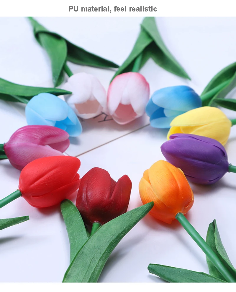 32pc Pu Tulip Fleurs Silikonowe Wedding Decoration Fake Artificial Flowers Цветы Для Декора Artificielles Tulipany