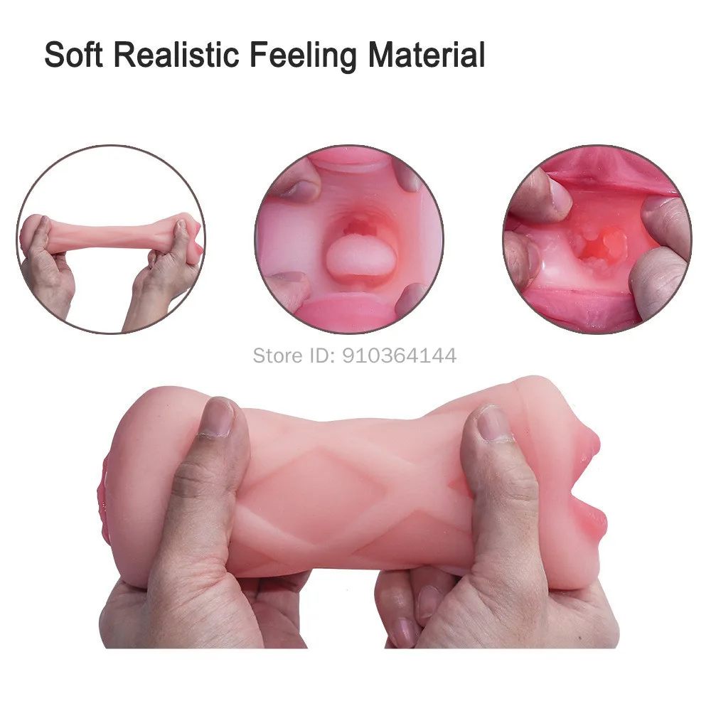 Double Head Masturbation Cup Vagina Real Pocket Pussy Male Masturbators Penis Endurance Exercise Vacuum Sex Toys Adult Games
