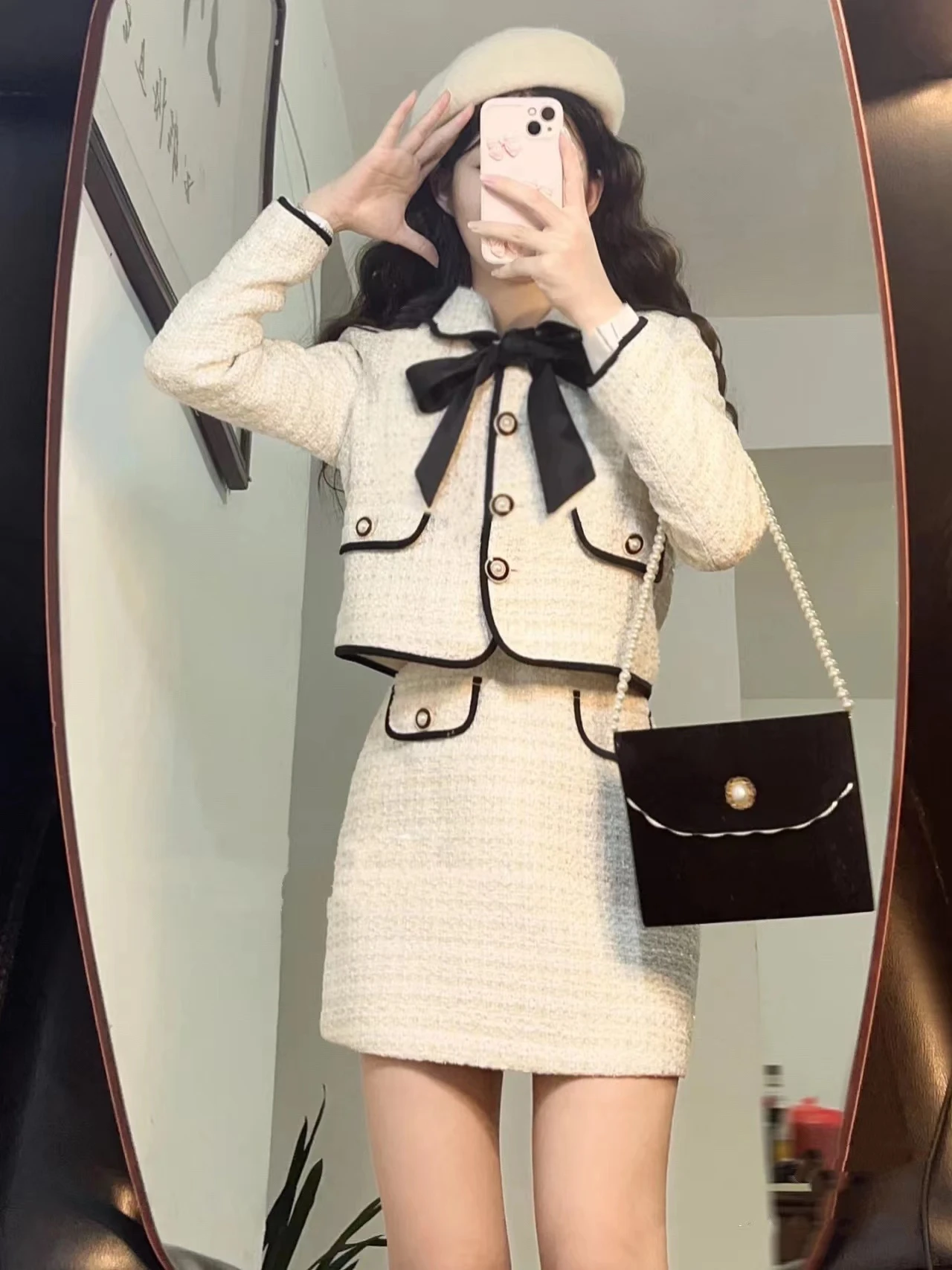Autumn New Outfits Fashion 2 Piece Sets Women Cropped Jackets High Waist Button Mini Skirt Suit Korean Elegant Set Y2k Clothes