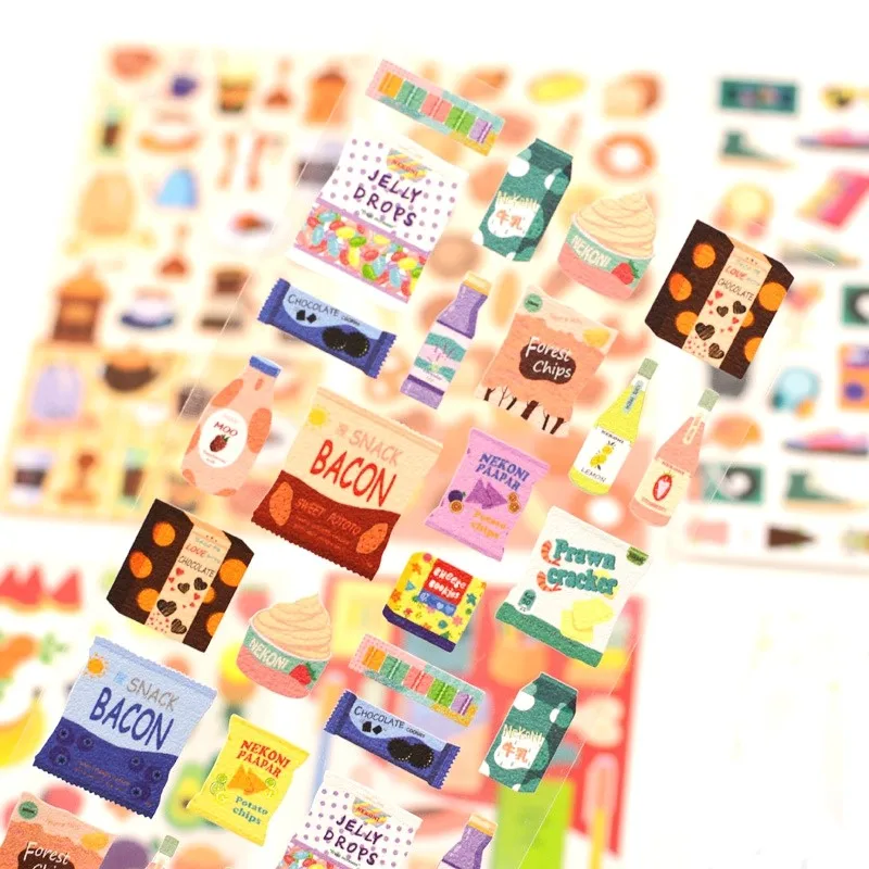 Aesthetic Bread Fruit Stickers Scrapbooking Journal Supplies Album Planner Notebook Decoration DIY Hobby Sticker