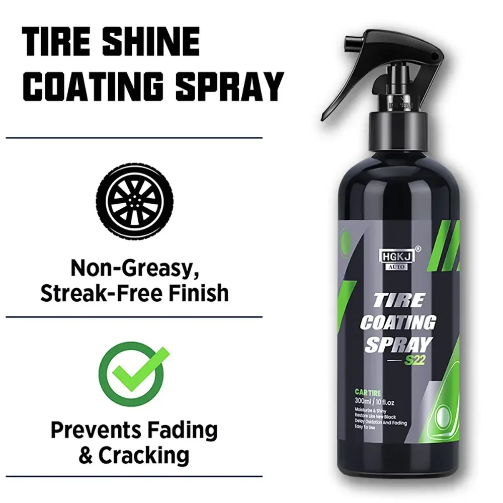 Car Tyre Gloss HGKJ S22 Tire Coating Spray Hydrophobic Sealant Wax For Car  Wheel Auto Care Re-black Shine Chemistry Filler