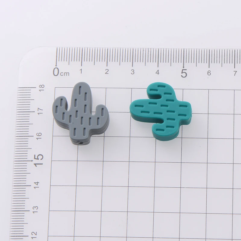 10Pcs/Lot Cartoon Little Cactus Silicone Beads Baby Rodent Teether Nursing Pacifier Clip Chain Necklace Accessories BPA Free 4