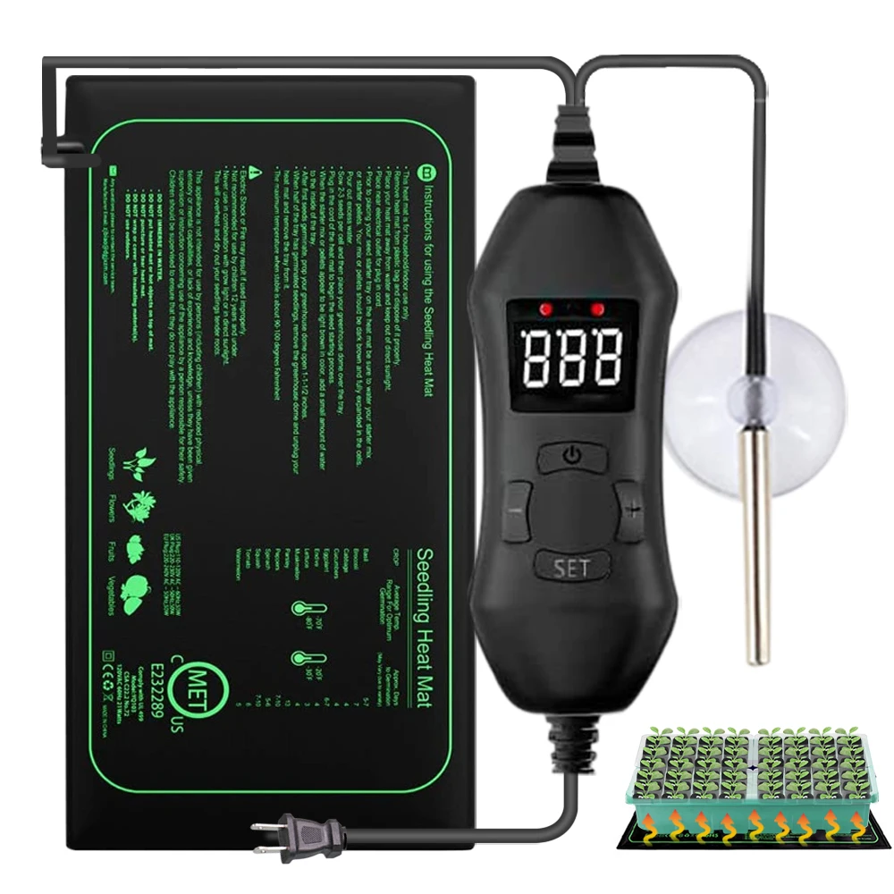 50W EU-US/UK/AU Adjustable Thermostat Seedling Heating Mat Plants Nursery Warm Pad for Indoor Seed Starter Germination Grow Heat