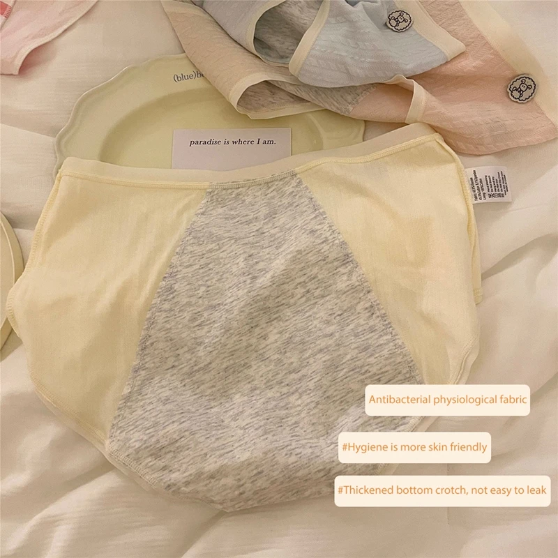 5Pcs Women Large Size Physiological Underwear Cotton Soft Safety Hygiene Mid-waist Leak-proof Pocket Women's Menstrual Underwear