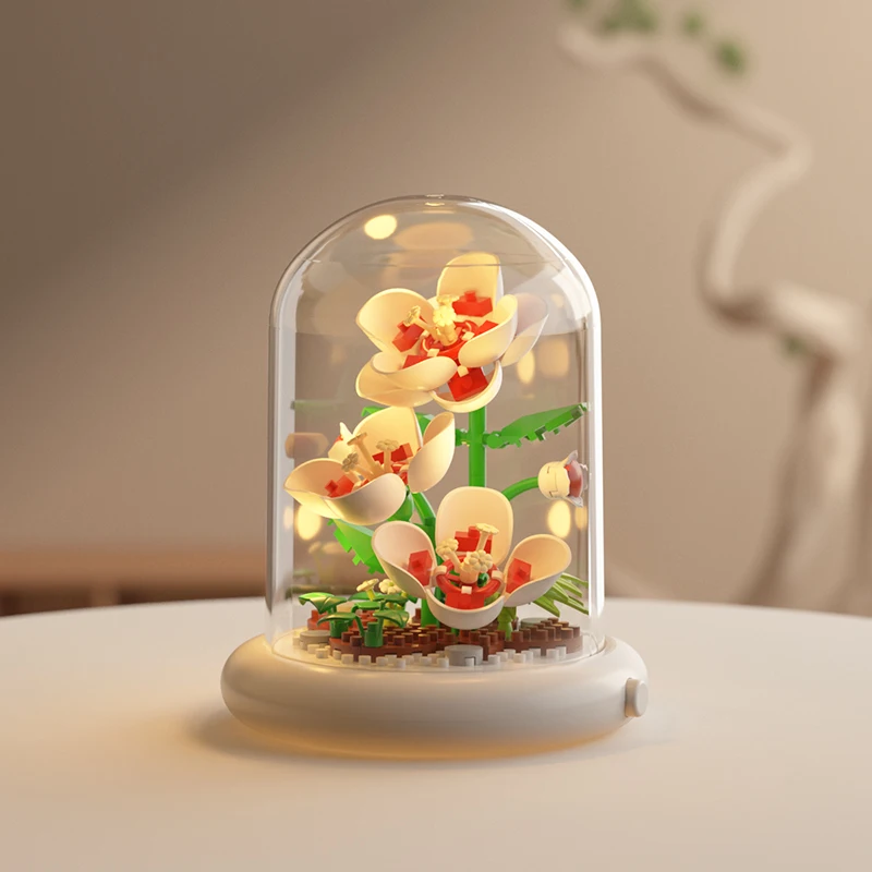 Eternal Flower Bouquet Bonsai Potted Plant Micro Building Blocks Model Home Decoration Toy For Kid Birthday Gift 9