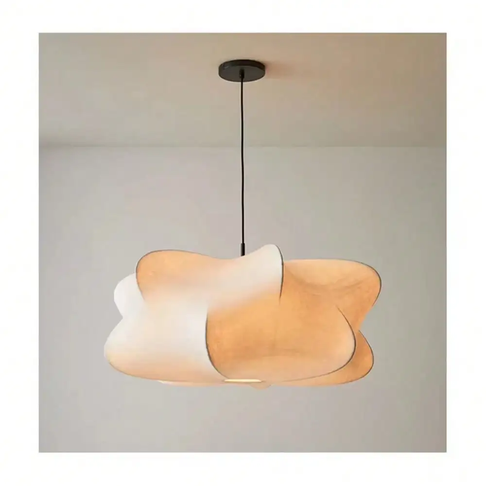 Wabi Sabi salon plafonnier boutique Bar salon lampes suspendues lustre suspendu en soie décorations pour la maison Lustre E27 (sans ampoule)) 5