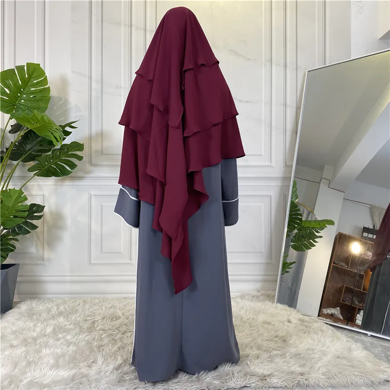 Headscar Hijab Abaya Turbans for Women Khimar Islam Turban Muslim Kimono Femme Musulmane Hijabs Cap Head Wrap Solid Three-layer