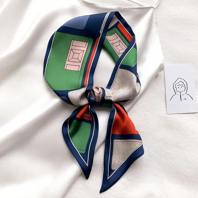 Bufanda de seda larga para mujer, cintas para el pelo con diseño impreso, bufandas de cuello de lujo, corbatas de moda, bolsa de decoración con lazo