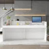 Extra Long Reception Desk with Drawers, Modern Pattern,Office Desk Reception Counter Table 2 Person,White 3