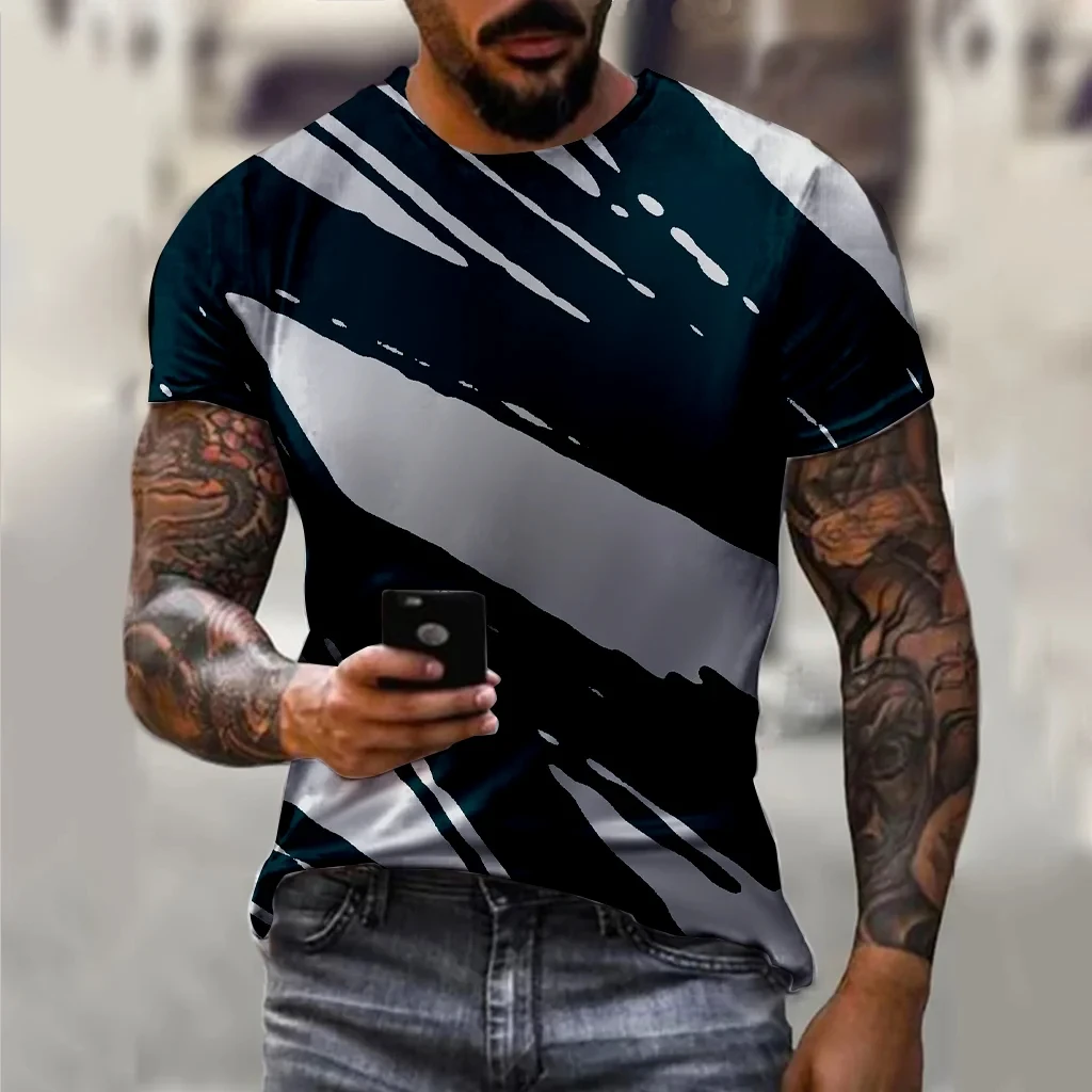 

Man Graphic T-shirts 3D Full Print Summer Casual Short Sleeve Tops Fashion Striped T-Shirt for Men Clothing Oversize Tee Shirt