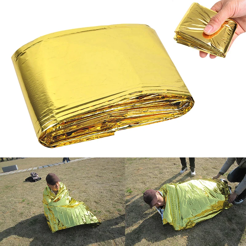 Emergency Blanket Outdoor Survival Blanket Waterproof Foil Thermal Space Lifesaving 160*210cm