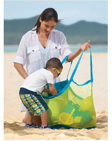Description Picture 3 of itemBeach Mesh Bag Children Sand Away Protable Kids Beach Toys Clothes Bags Toy Storage Sundries Organizers Bag Cosmetic Makeup Bags