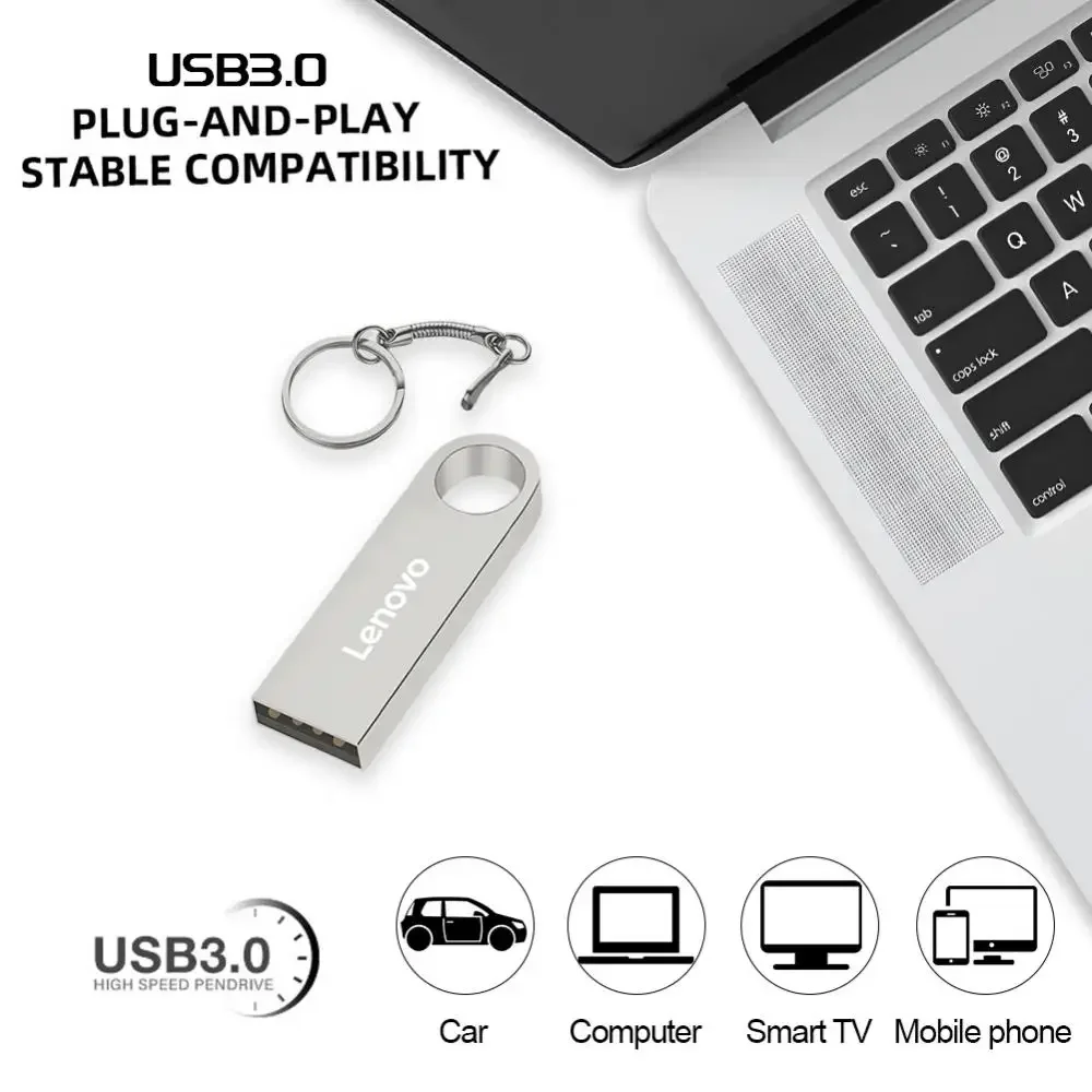 Lenovo Metal U Disk 2TB Portable Pen Drive 1TB High Speed USB 3.0 Type-C Interface Waterproof 1TB 512GB Memoria Usb Flash Disk