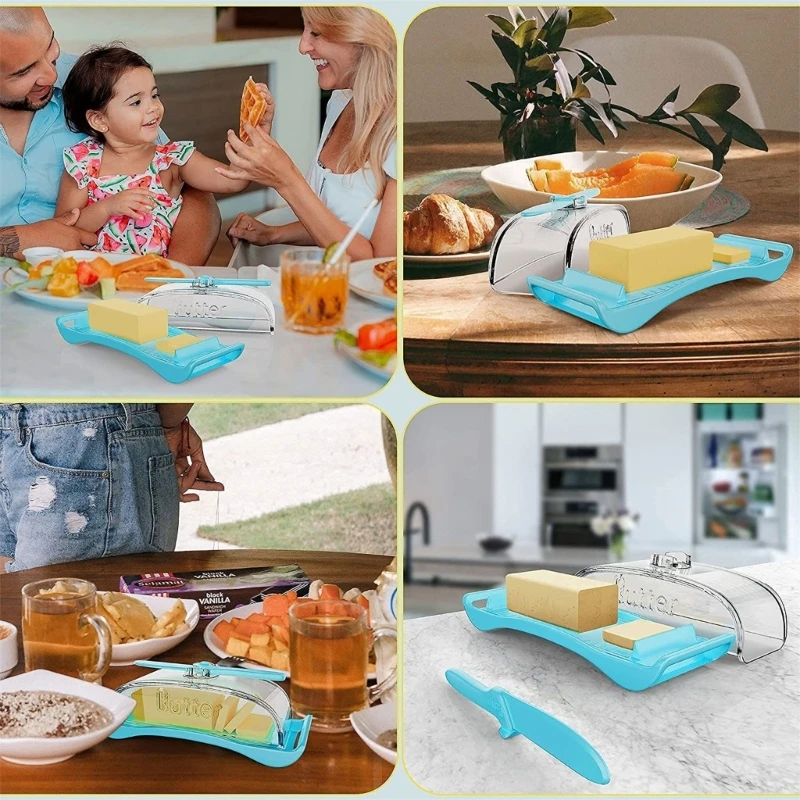 Cheese Butter Dish with Clear Lid Convenient Butter Storage and Easy Cutting Kitchen Supplies Fridges Storage Box