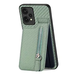 Luxury Zipper Wallet Leather Back Cover Case for Reno 14 FS 5G (Green)