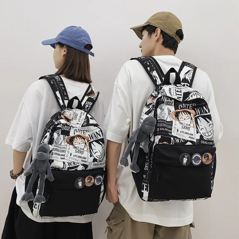 

One Piece Cartoon Graffiti Backpack Student Lufei Student Backpack Backpack Fan Anime Storage Bag Toy Christmas Gift