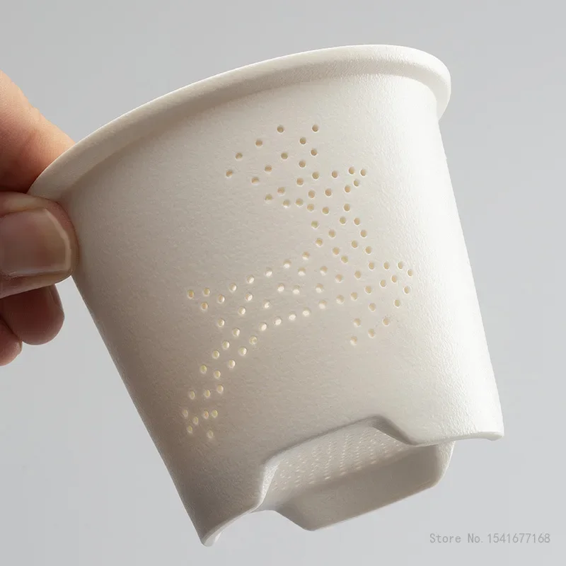 Creative Tea Water Separation Filter Cup with Lid White Black Ceramic Mug Home and Room Office Supplies Portable Gift 500ml, 1Pc