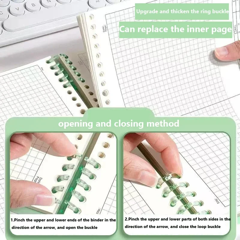 Loose-leaf Journal B5 Stationery 60 Sheets/120 Pages Diary Sketchbook Notepad Notebooks Office School Supplies - 4