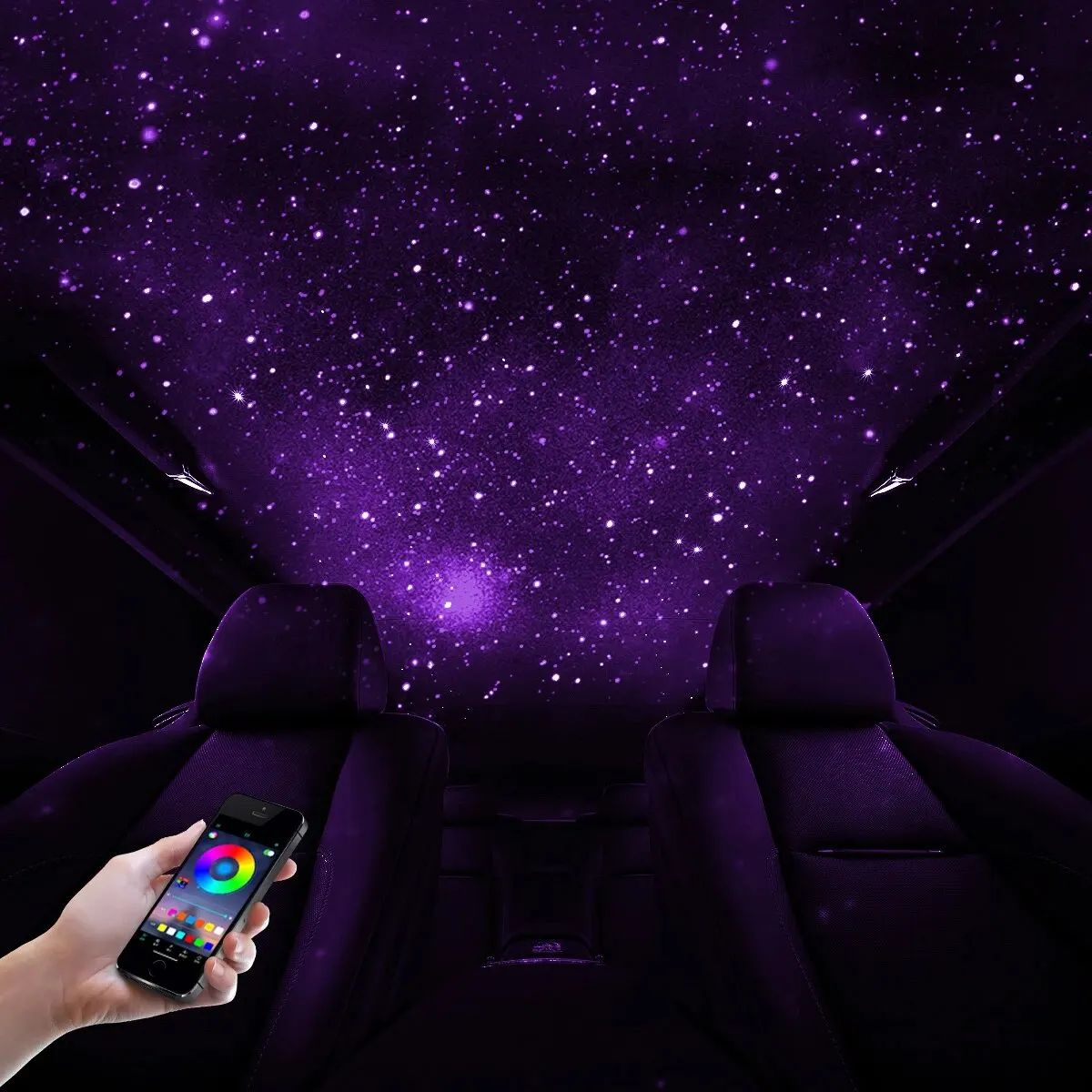 Kit Luce A Fibra Ottica Per Auto Con Cielo Stellato RGBW - 200 Fibre, 3 Metri, Controllo APP Bluetooth E Telecomando, Effetti Musica