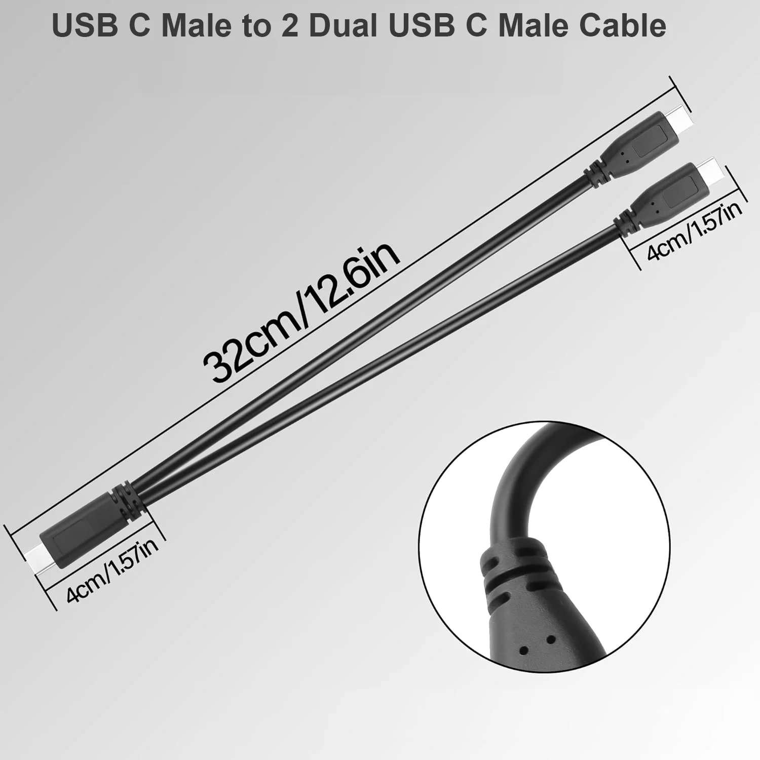 USB C타입 2구 남성 - 듀얼 2구 USB C타입 남성 2 in 1 분배기 Y형 충전기 커넥터 어댑터 케이블 (태블릿 충전 전용) 2개