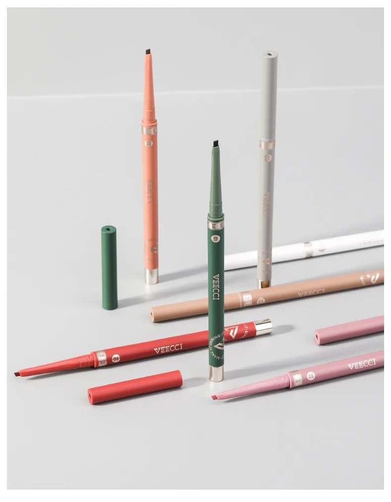 VEECCI Eyeliner Pencil Flat & Pommel Head Waterproof Long-lasting 8 Colors 27mm 6