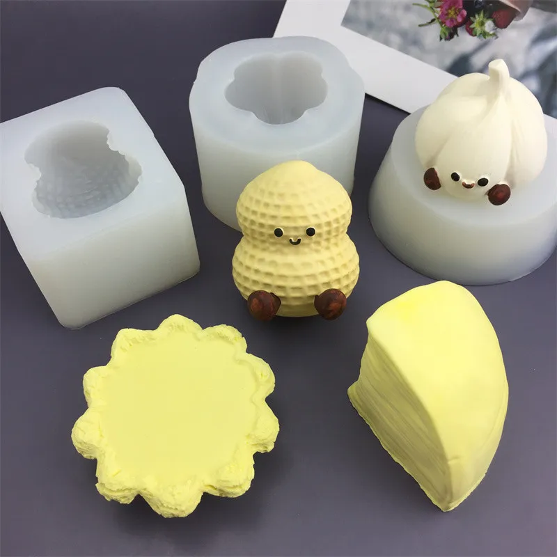 Cartoon Peanut Candle Casting Silicone Mold 3D Resin Moulds Home Decor Gypsum Mold Clay Handicrafts mochi squishy toy molds